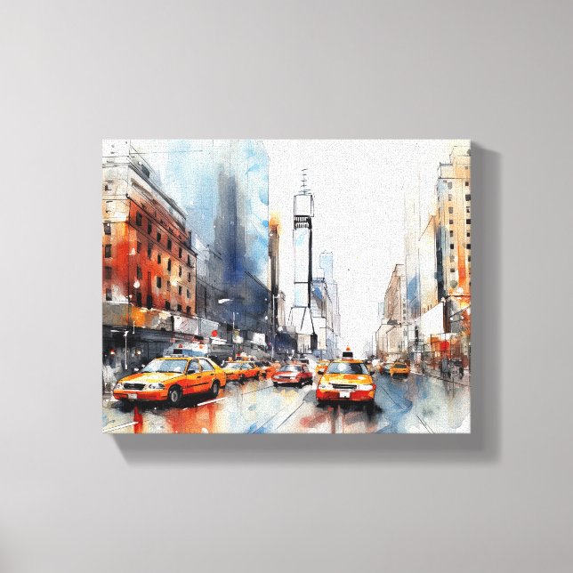 Leinwand mit New York City, bemalte Landschaft. (Vorderseite)