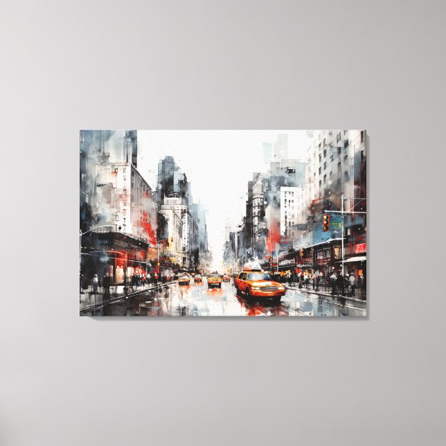 Leinwand mit New York City, bemalte Landschaft. (Vorderseite)