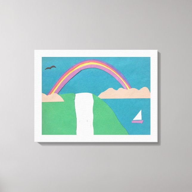 Leinwand mit Regenbogen- und Wasserfallszene (Vorderseite)