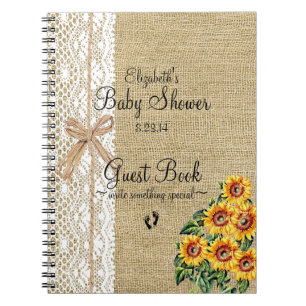 Leinwand mit Spitze-Bild-Sonnenblume-Gast-Buch Notizblock