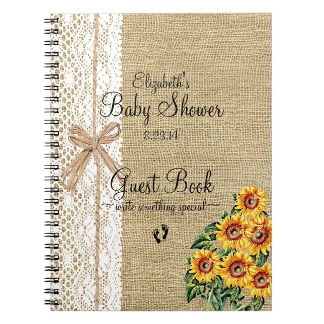 Leinwand mit Spitze-Bild-Sonnenblume-Gast-Buch Notizblock (Vorderseite)