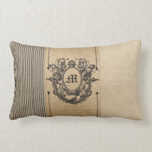 Leinwand-Monogramm-Vintage Art Lendenkissen
