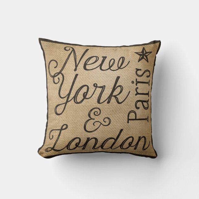 Leinwand New York Paris London Kissen (Vorderseite)