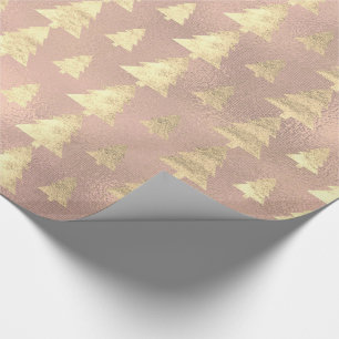 Leinwand-rosa Hütten-Goldgrunge-Weihnachtsbaum Geschenkpapier