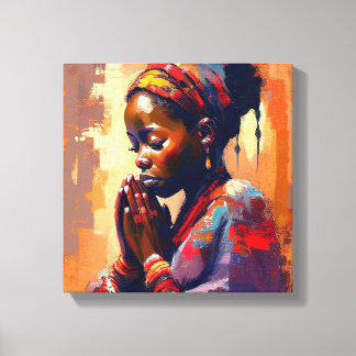 Leinwand, Schönes afrikanisches Mädchen in Meditat Leinwanddruck