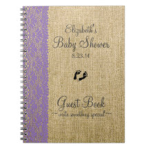 Leinwand-Spitze-Bild-Lavendel-Babyparty-Gast-Buch