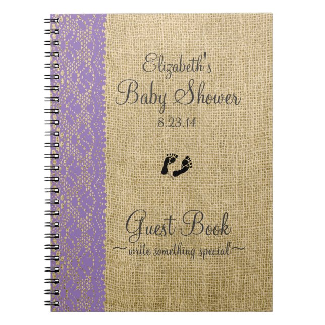 Leinwand-Spitze-Bild-Lavendel-Babyparty-Gast-Buch Notizblock (Vorderseite)
