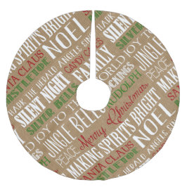 Leinwand-Typografie-rustikaler Feiertags-Baum-Rock Polyester Weihnachtsbaumdecke