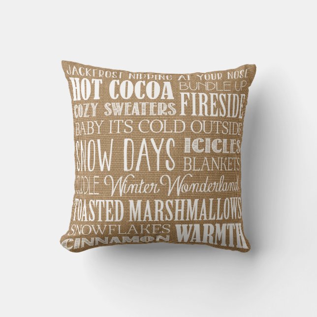 Leinwand-Typografie-Winter-Märchenland-Kissen Kissen (Vorderseite)