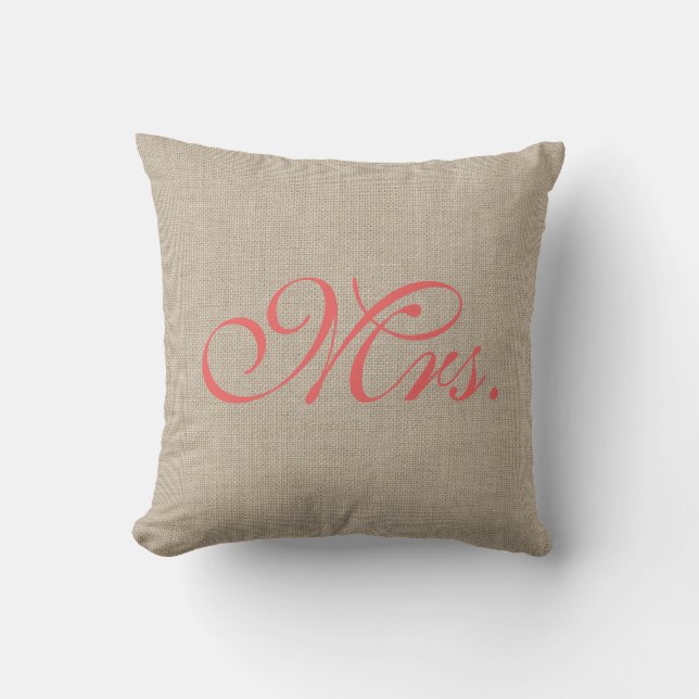Leinwand u. korallenrote Frau Pillow Kissen (Vorderseite)