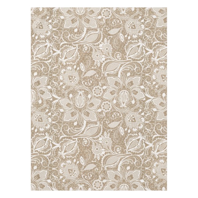 Leinwand und Spitze-BlumenTischdecke Tischdecke (Vorderseite)