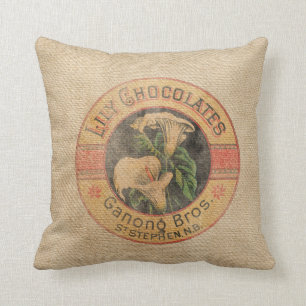 Leinwand-Vintage Schokoladen-Anzeige Kissen