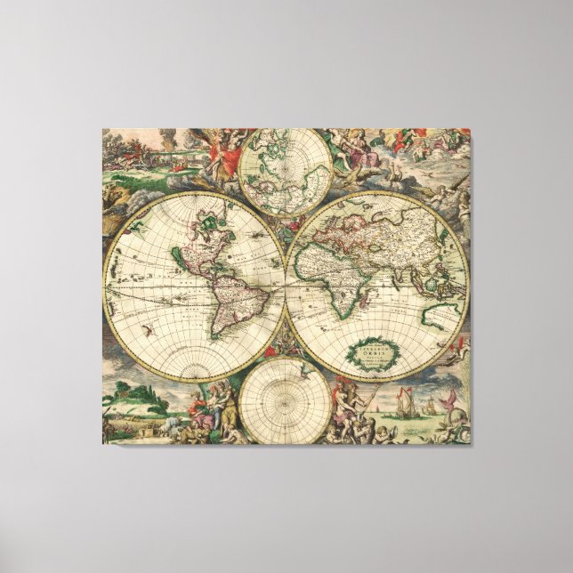 Leinwand Vintage Weltkarte 1689 (Vorderseite)