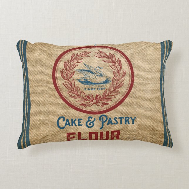 Leinwand-Vintager Kuchen-Gebäck-Mehl-Sack Zierkissen (Vorderseite)