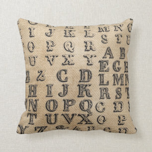 Leinwand-Vintages Alphabet Kissen