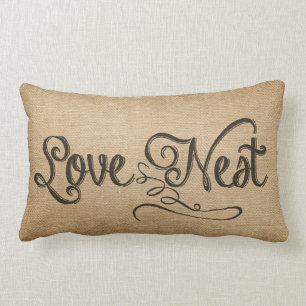 Leinwand-Vintages Liebe-Nest Lendenkissen