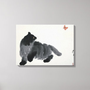 Leinwand von Katzen und Schmetterlingen