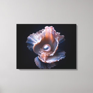 Leinwand-Wandkunst mit Muschel und Perle Leinwanddruck