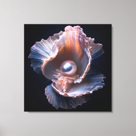 Leinwand-Wandkunst mit Muschel und Perle Leinwanddruck