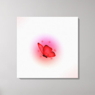 Leinwand-Wandmalerei Schmetterling in roter Farbe Leinwanddruck
