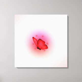 Leinwand-Wandmalerei Schmetterling in roter Farbe Leinwanddruck