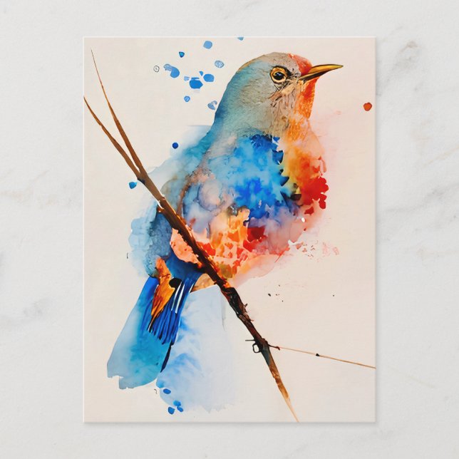 Leinwand Wasserfarben Bird Malerei Postkarte (Vorderseite)