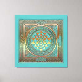Leinwand Yoga Manala Chakra Gold-Symbol türkis