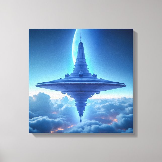 Leinwanddruck (Blauer Horizont UFO) (Vorderseite)