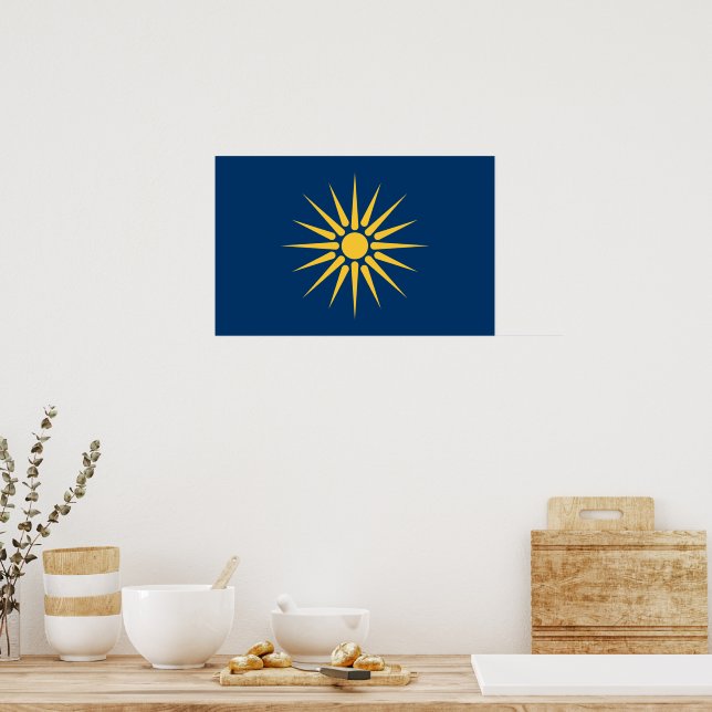 Leinwanddruck mit der Flagge von Makedonien, Griec Poster (Küche)