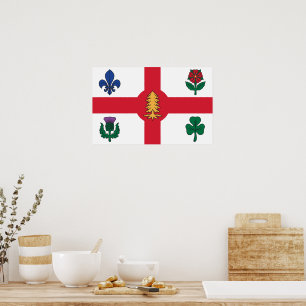Leinwanddruck mit Flagge von Montreal, Kanada Poster