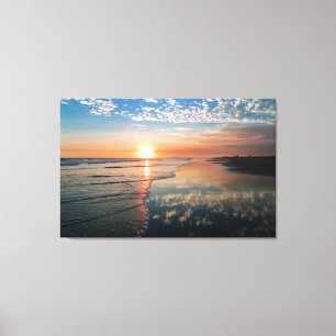 Leinwanddruck - Sonnenuntergang an Newport-Strand,