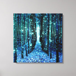 Leinwandkunst: Magischer Wald Türkis Türkisgrün Leinwanddruck