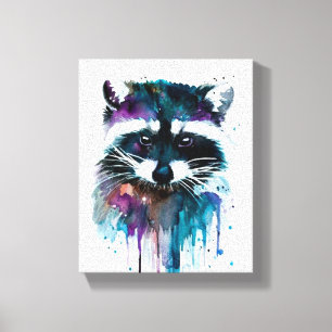 Leinwandkunst - Waschbär Aquarell Leinwanddruck