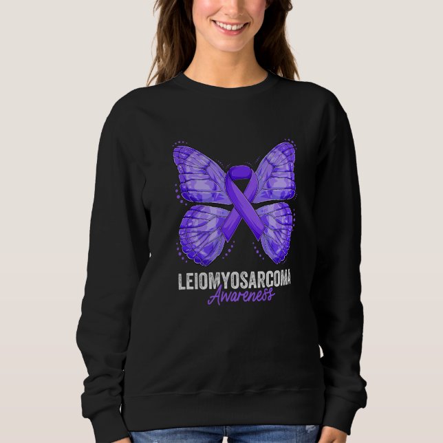 Leiomyosarcoma Awareness Month Butterfly Purple Ri Sweatshirt (Vorderseite)