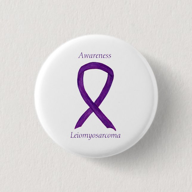 Leiomyosarcoma Lila Awarness Ribbon Custom Button (Vorderseite)