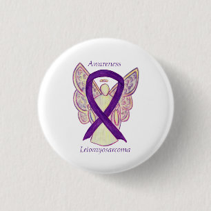 Leiomyosarkom Lila Awarness Ribbon Angel Button