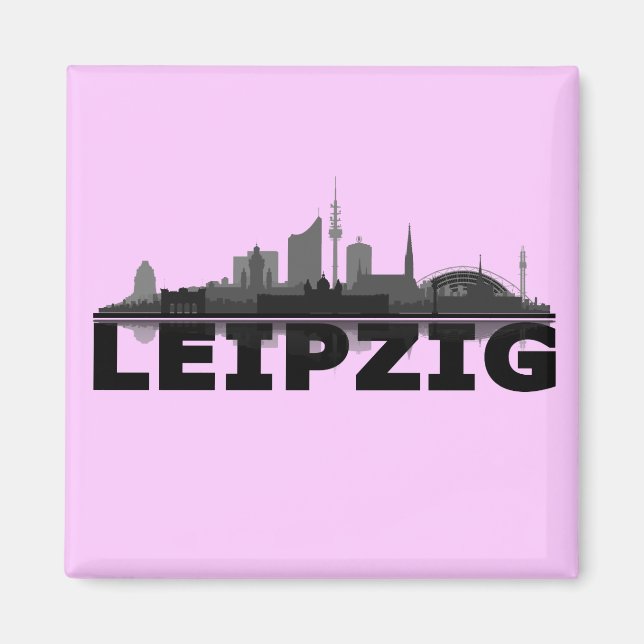 Leipzig City Skyline - aimant pour réfrigérateur / (Devant)