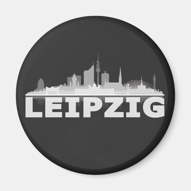 Leipzig City Skyline Magnet / kühlschrankmagnet (Vorne)