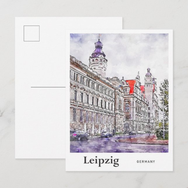 Leipzig Deutschland Reisen Wasserfarbenhandgezeich Postkarte (Vorne/Hinten)
