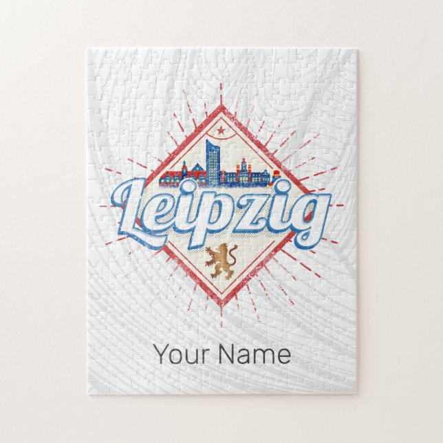 Leipzig Deutschland Sachsen Retro Skyline Vintag (Vertikal)