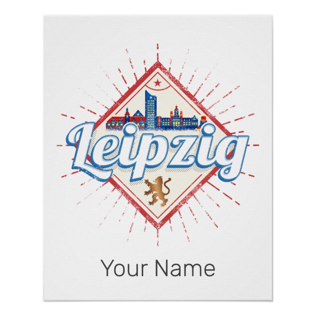 Leipzig Deutschland Sachsen Retro Skyline Vintag Poster (Vorderseite)