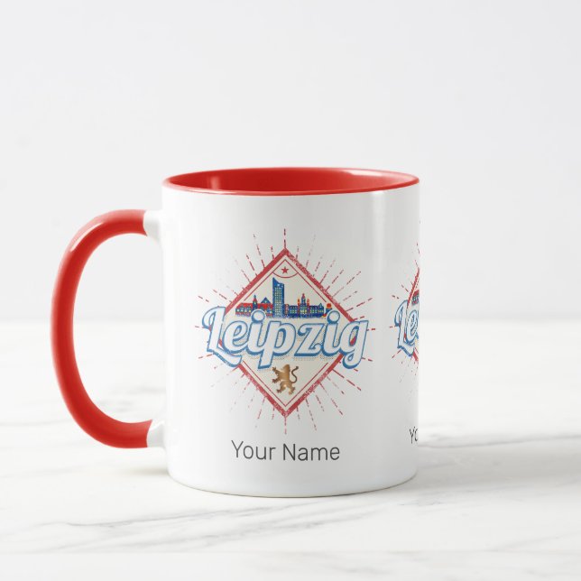 Leipzig Deutschland Sachsen Retro Skyline Vintag Tasse (Links)