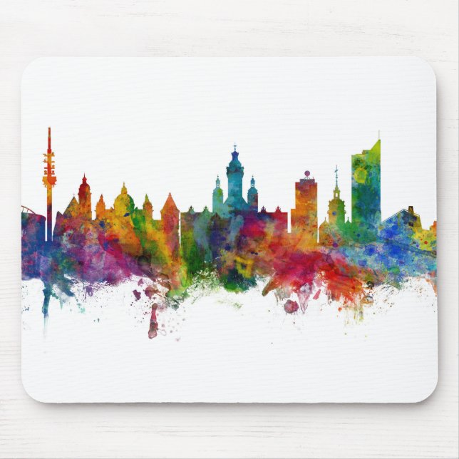 Leipzig Deutschland Skyline Mousepad (Vorne)