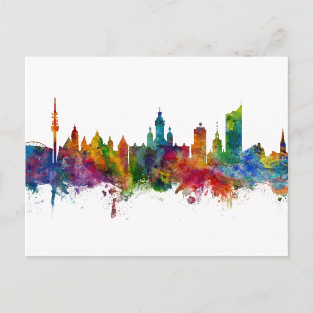 Leipzig Deutschland Skyline Postkarte (Vorderseite)