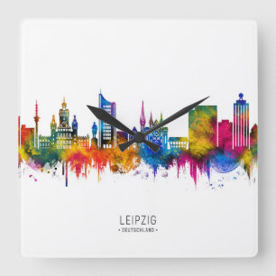 Leipzig Deutschland Skyline Quadratische Wanduhr