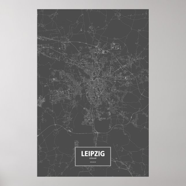 Leipzig, Deutschland (weiß auf schwarz) Poster (Vorne)