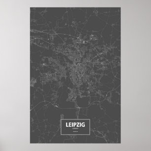 Leipzig, Deutschland (weiß auf Schwarzem) Poster