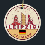 Leipzig Germany City Skyline Emblem Keramik Ornament<br><div class="desc">Leipzig minimalist,  colorful art design featuring monuments and landmarks of the city in Germany.</div>