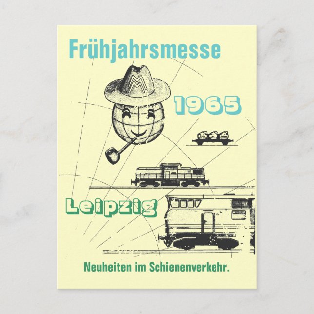 Leipziger Frühjahrsmesse Werbedesign DDR Postkarte (Vorderseite)