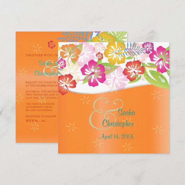 Leis/Luau/Hibiskus Hochzeit Einladungen (Vorne/Hinten)